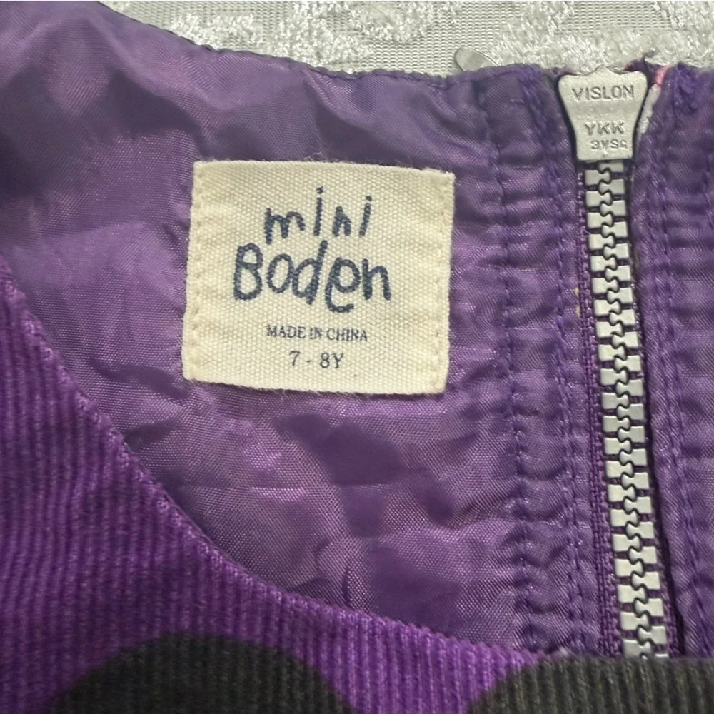 Mini Boden Retro Corduroy Sleeveless Dress 70s Style Size 7-8 Years